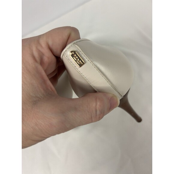 Coach Vonna Heels Cream Chalk 11 Studded Beadchain Pointy Toe Semi Matte Calf - Picture 4 of 16